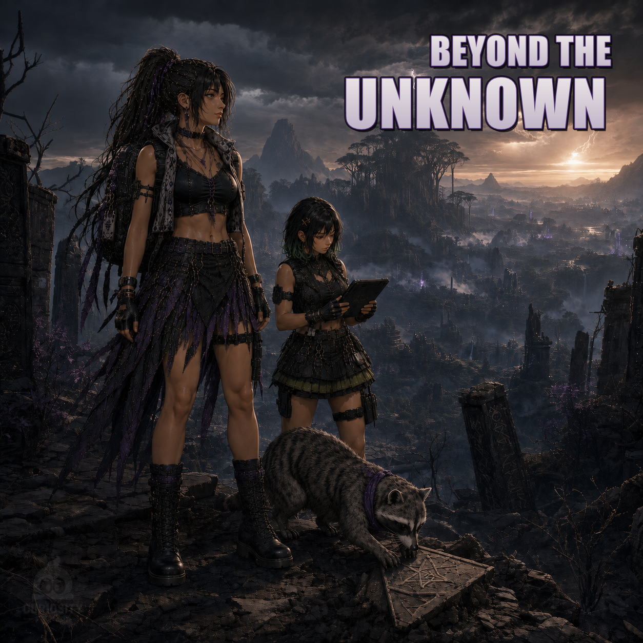 Explorers overlooking the vast alien world of Sarco